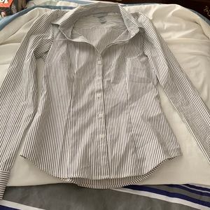 Striped button down collared blouse